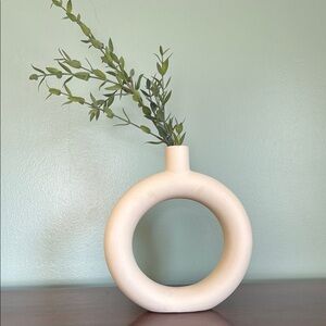 Modern Cream Ceramic Ring Vase